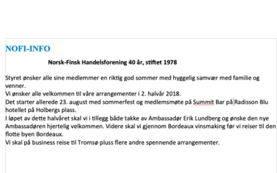 Nofi-Info 1/2018: Informasjon fra styret